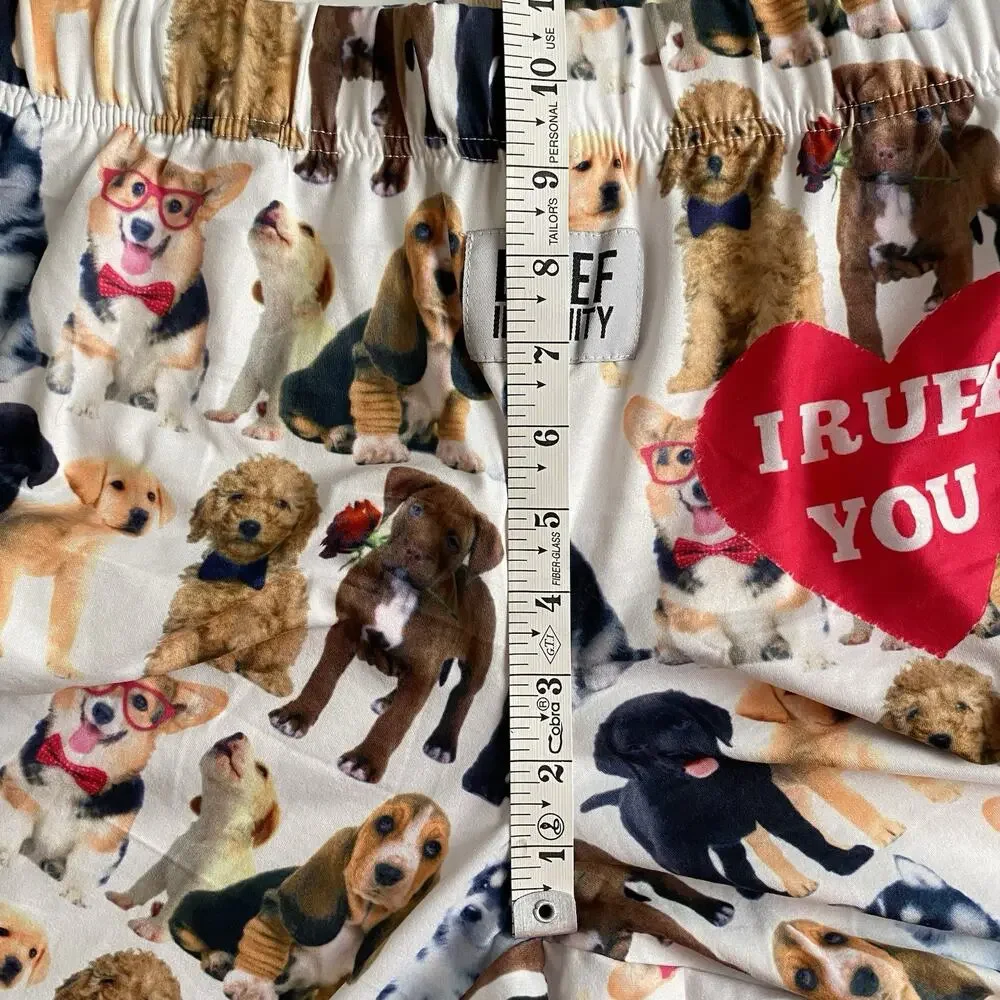 BRIEF INSANITY Lounge Pants Dog Puppies Novelty Sleep Medium‎ Unisex I Ruff You